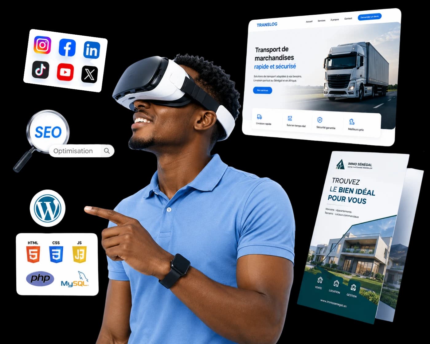Sites web, réseaux sociaux, SEO et supports imprimés créés par l'Agence Moov à Dakar