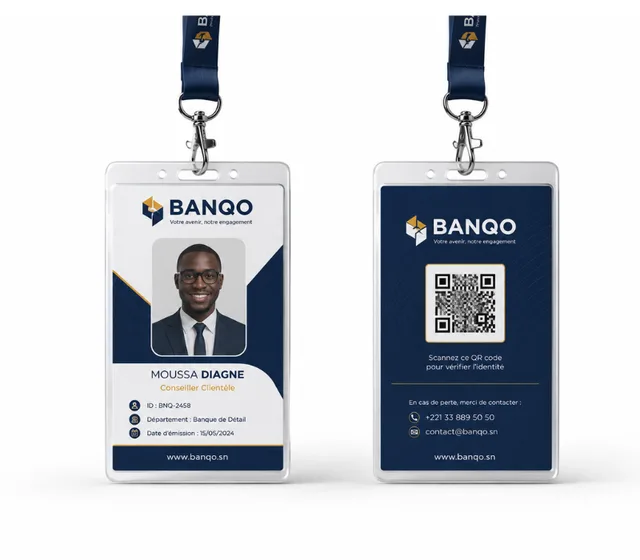 Badges imprimés par l'Agence Moov à Dakar