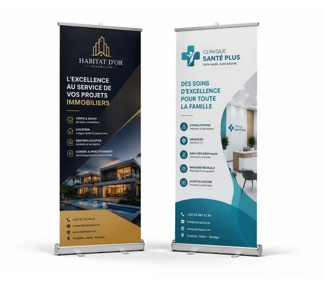 Roll-up / Kakémono imprimés par l'Agence Moov à Dakar