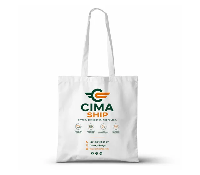 Tote-bags imprimés par l'Agence Moov à Dakar